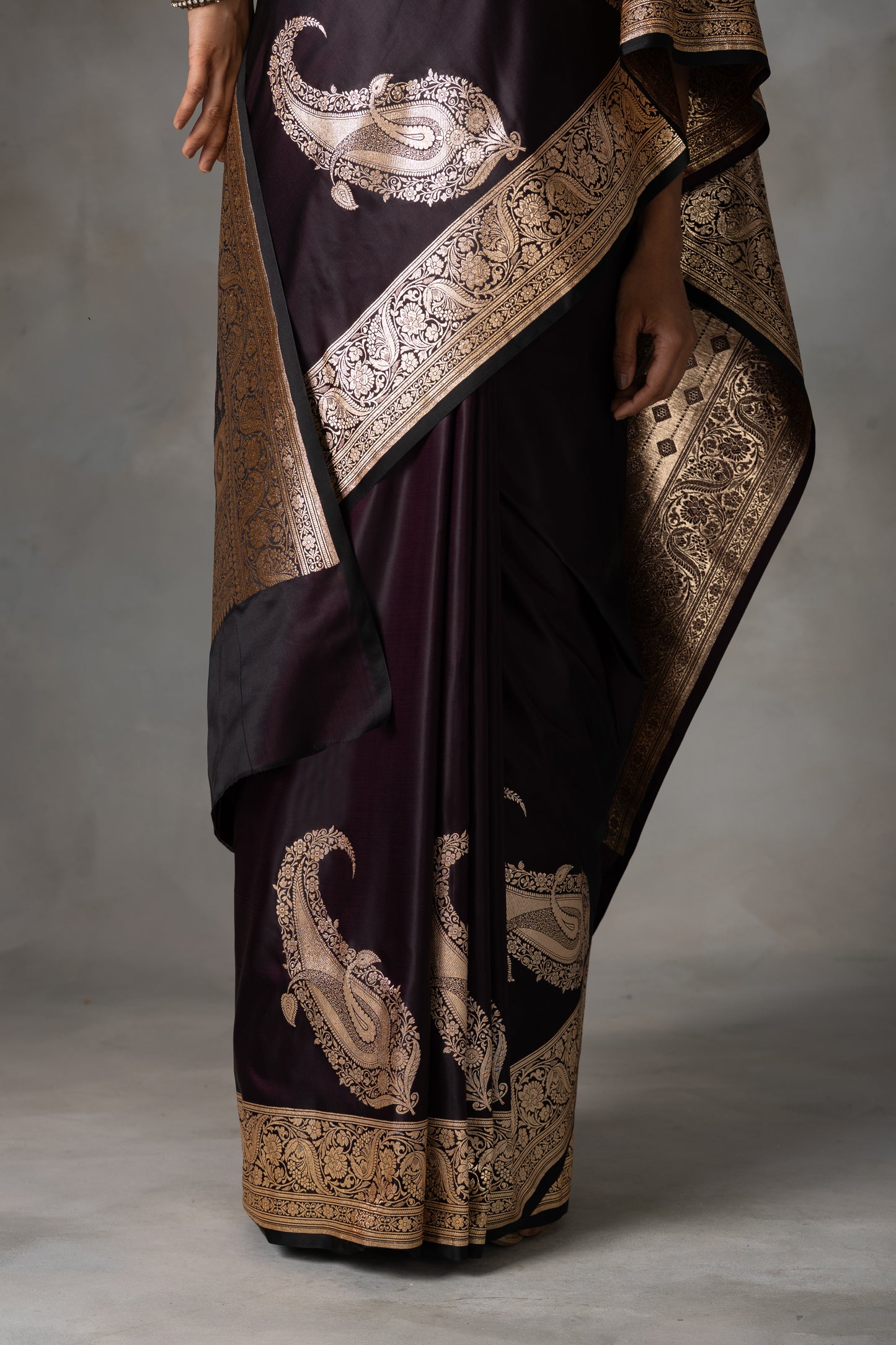 Plum Banarasi Saree with Antique Zari Detailing
