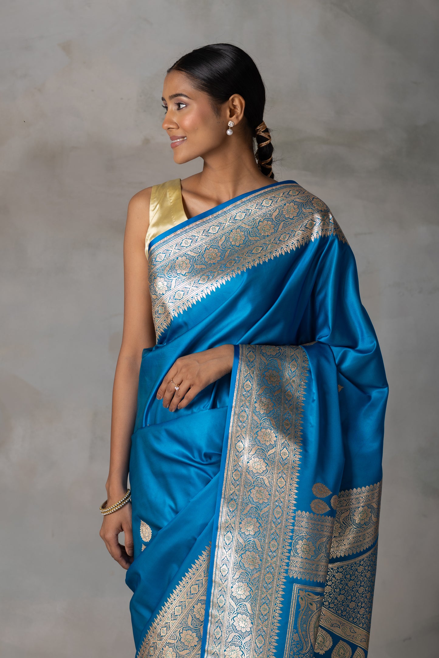 Royal Blue Banarasi Saree with Zari Detailing