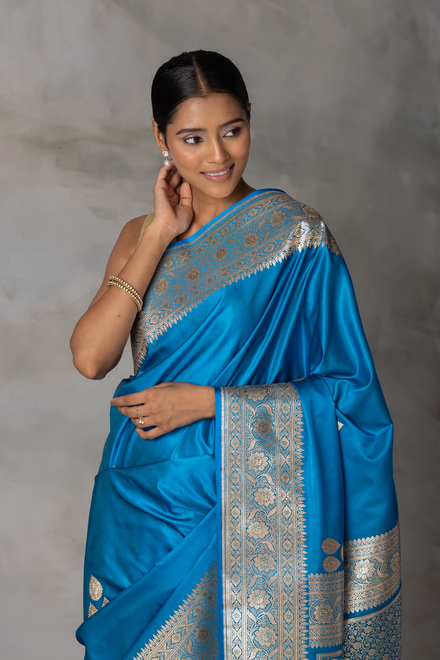 Royal Blue Banarasi Saree with Zari Detailing