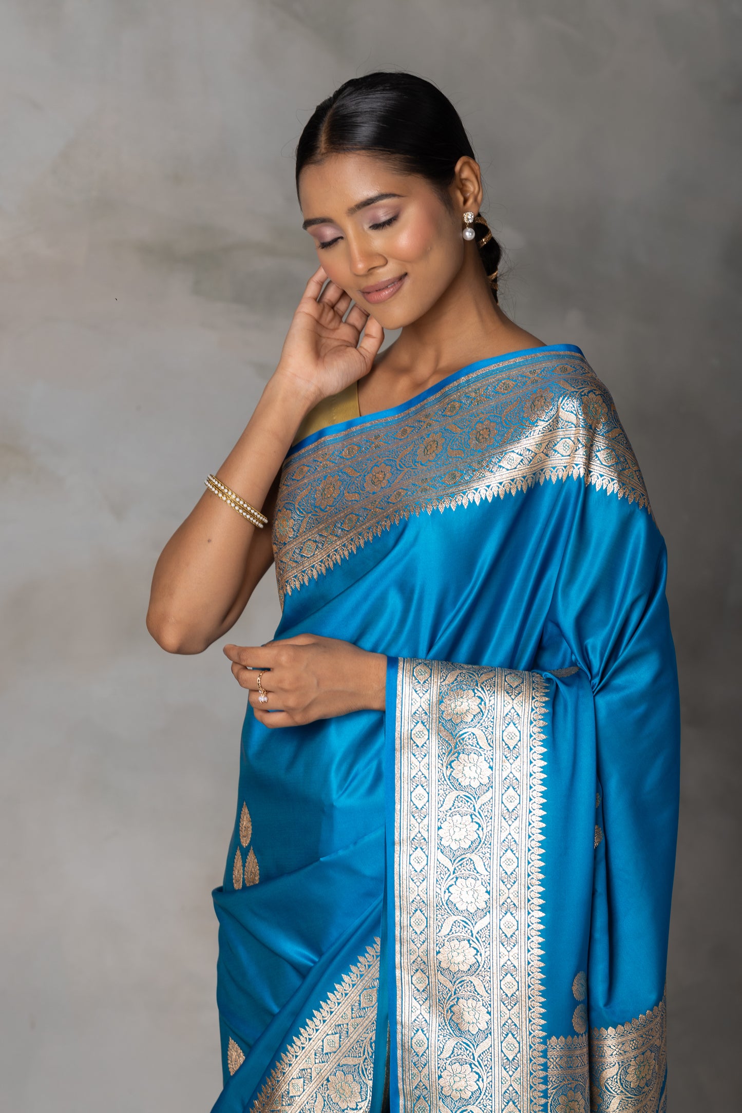 Royal Blue Banarasi Saree with Zari Detailing