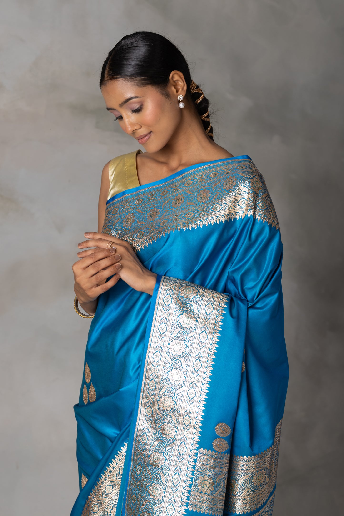 Royal Blue Banarasi Saree with Zari Detailing