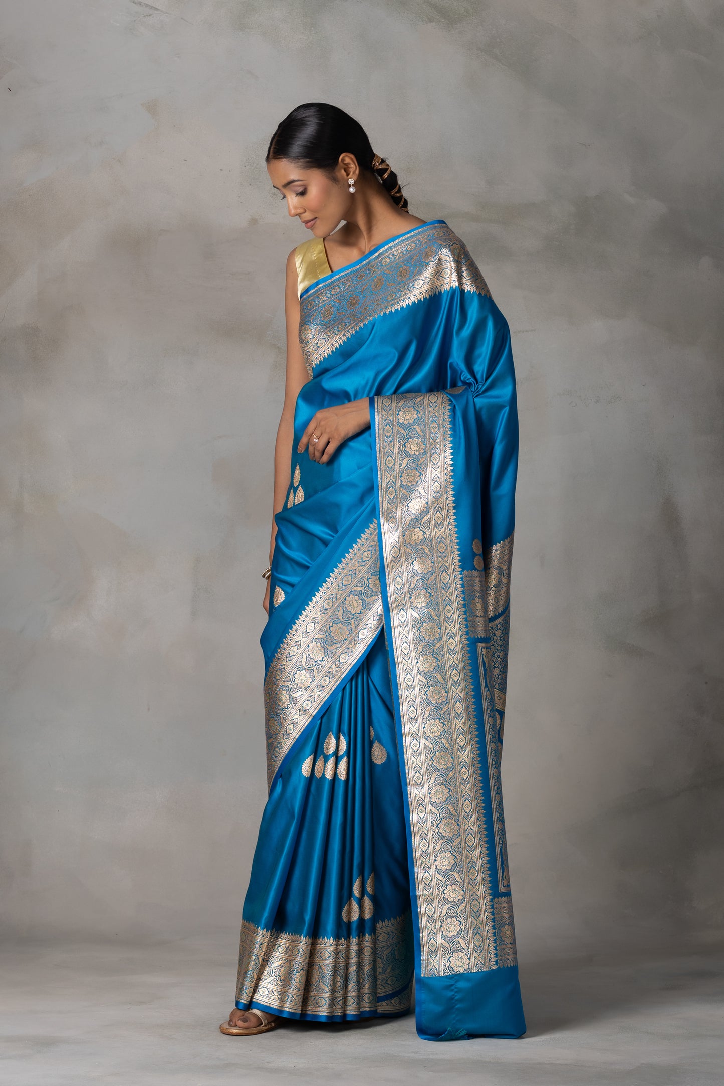 Royal Blue Banarasi Saree with Zari Detailing