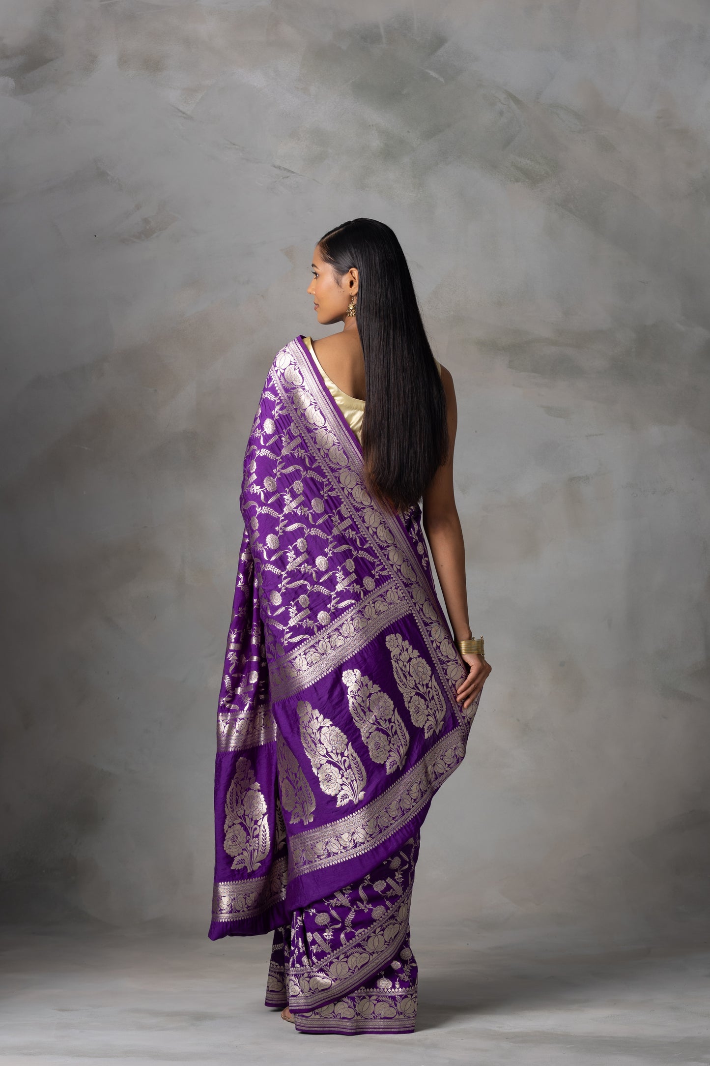 Purple Banarasi Handloom Silk Saree with Zari