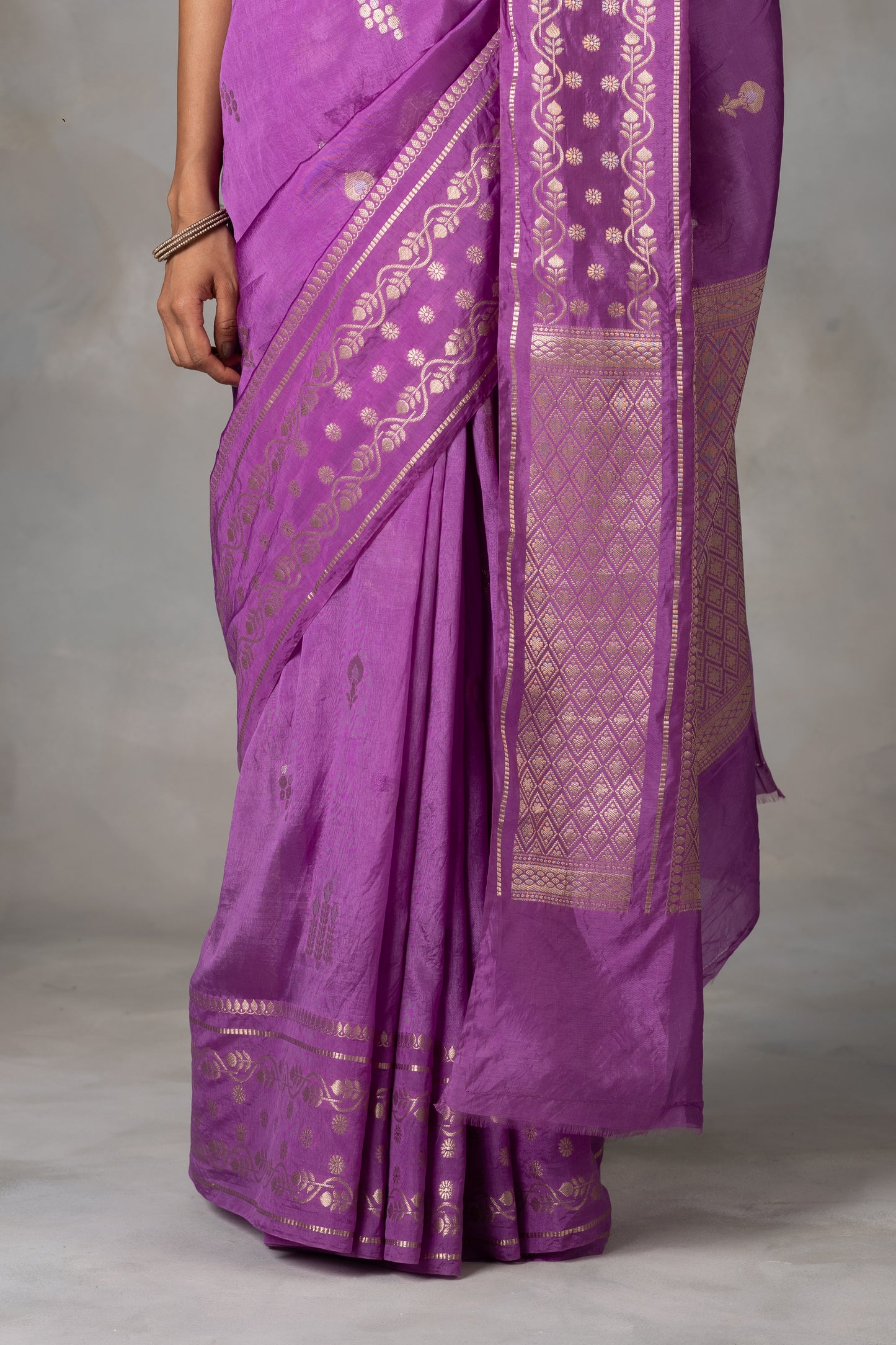Radiant Violet Handwoven Banarasi Saree