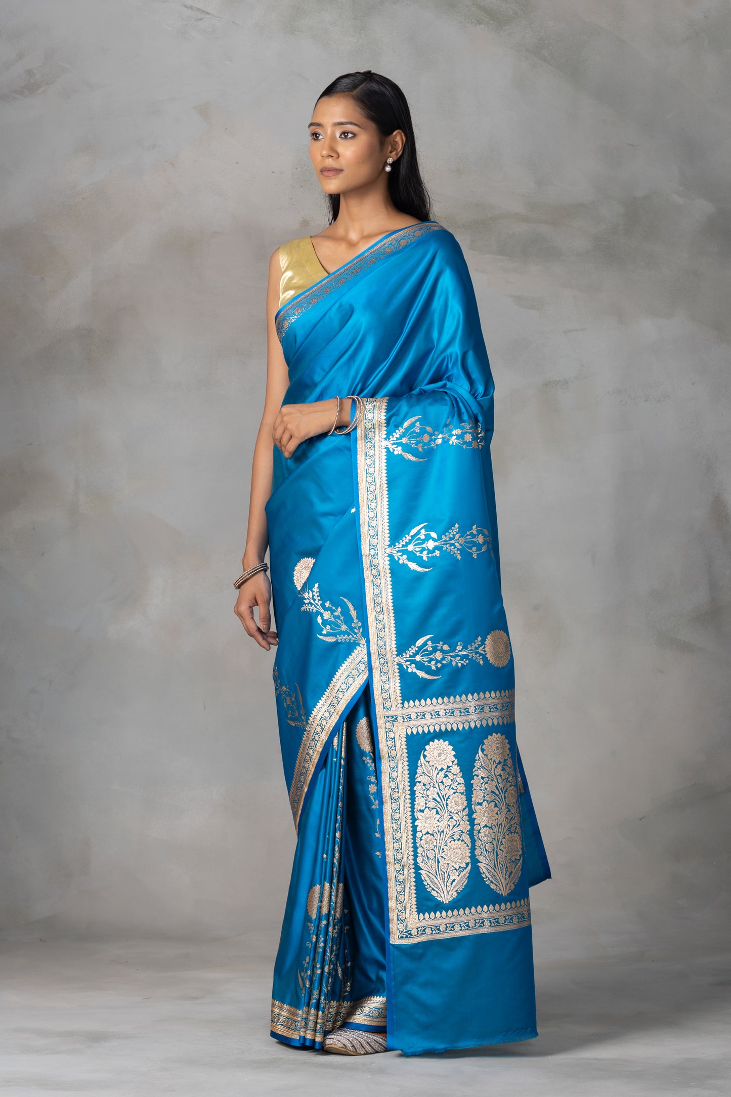 Royal Blue Banarasi Saree with Zari Detailing