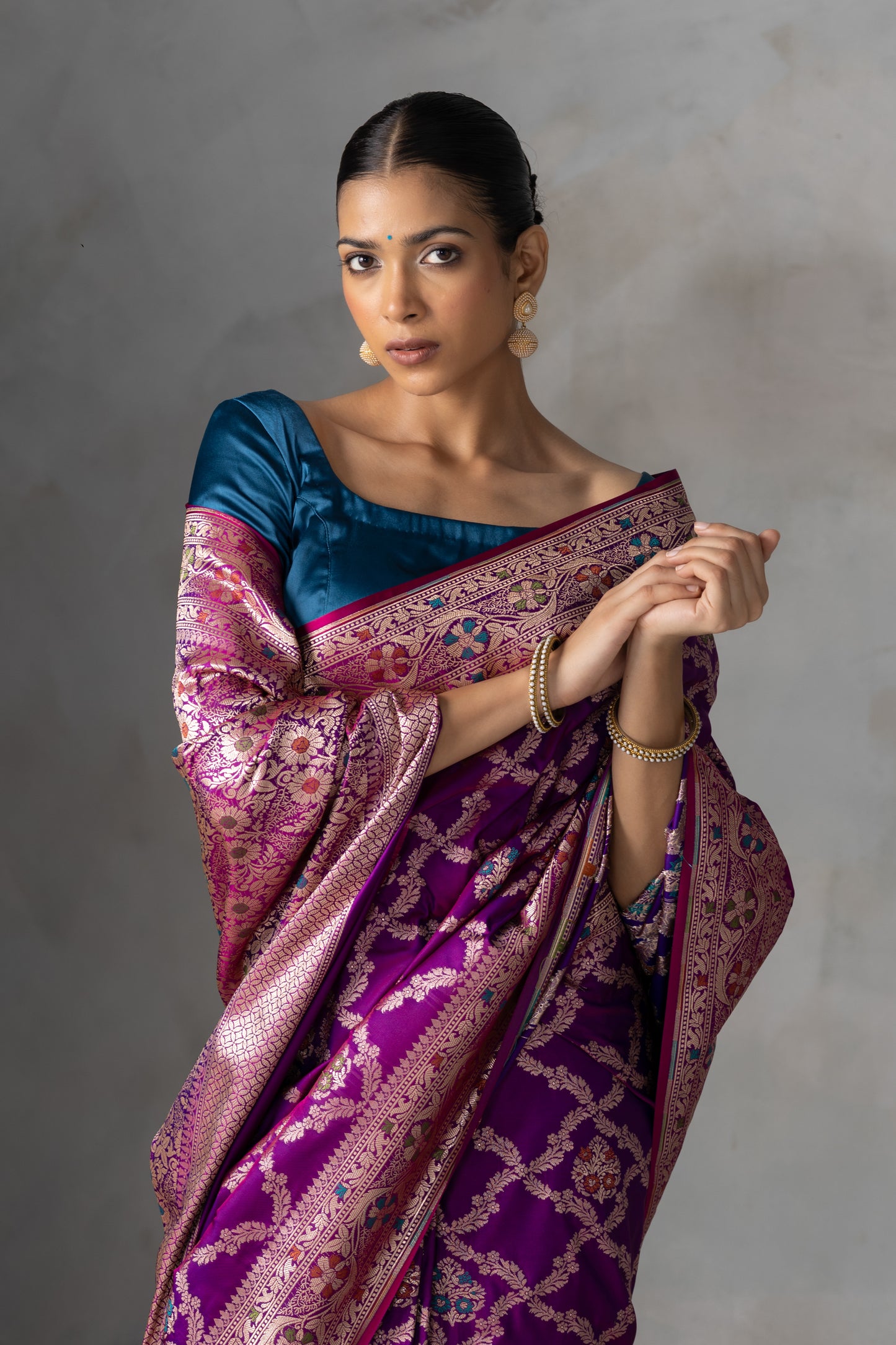 Royal Magenta Banarasi Handloom Saree with Intricate Zari
