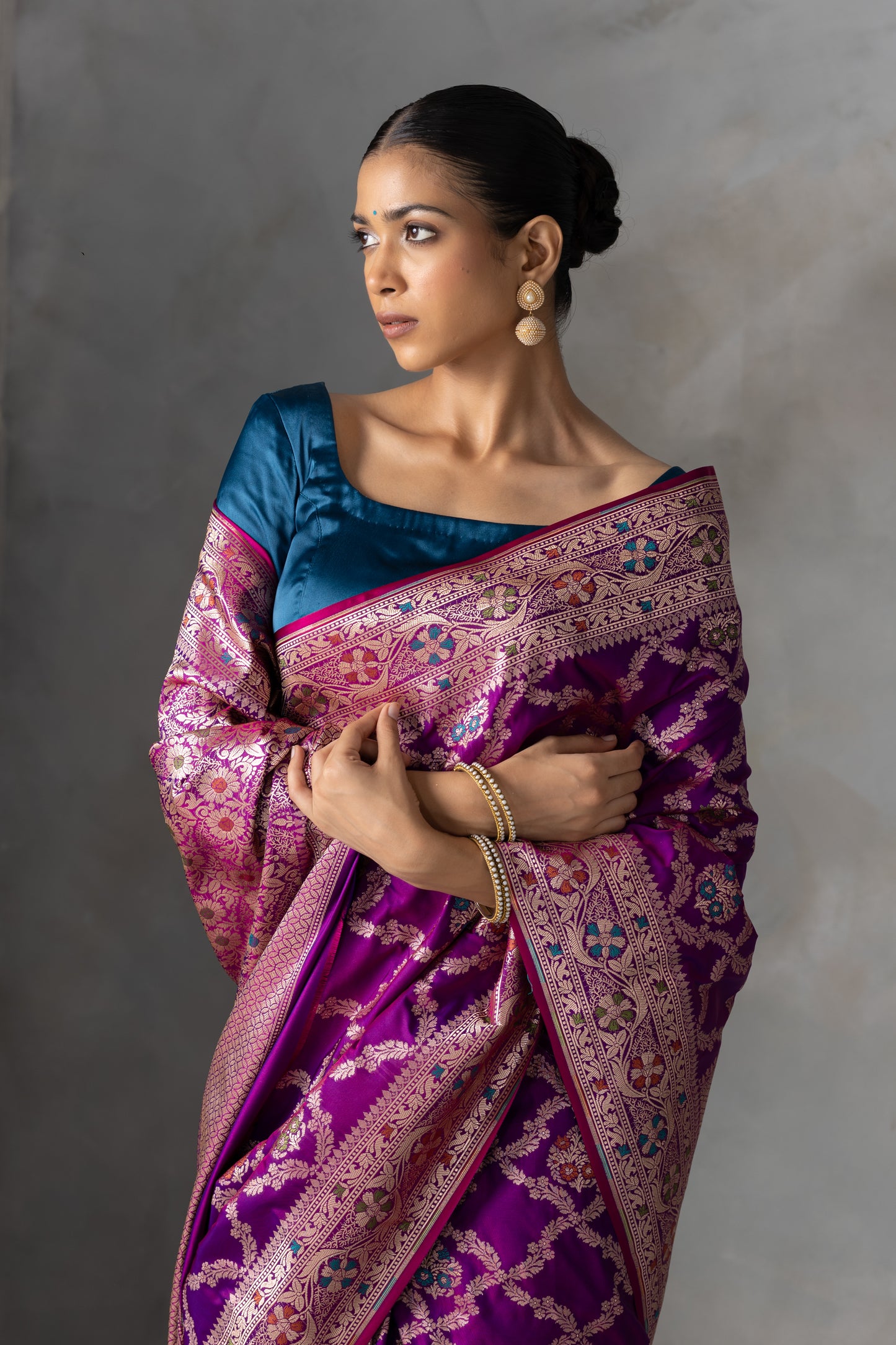 Royal Magenta Banarasi Handloom Saree with Intricate Zari