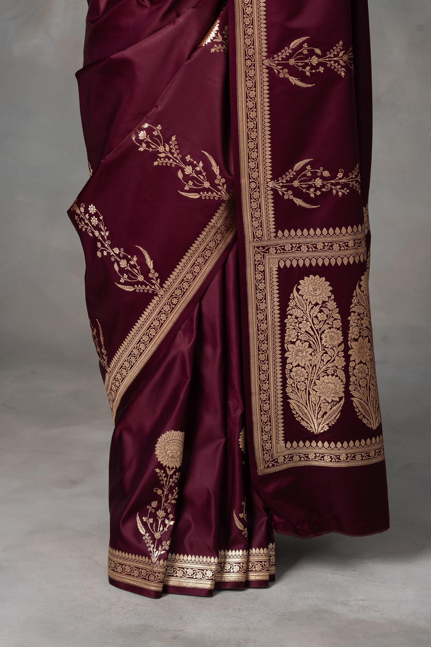 Royal Maroon Banarasi Silk Saree with Antique Zari Work