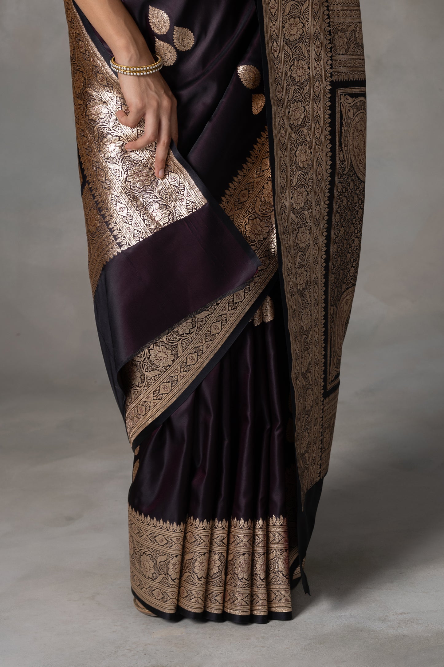 Deep Plum Banarasi Silk Saree with Zari Weaving