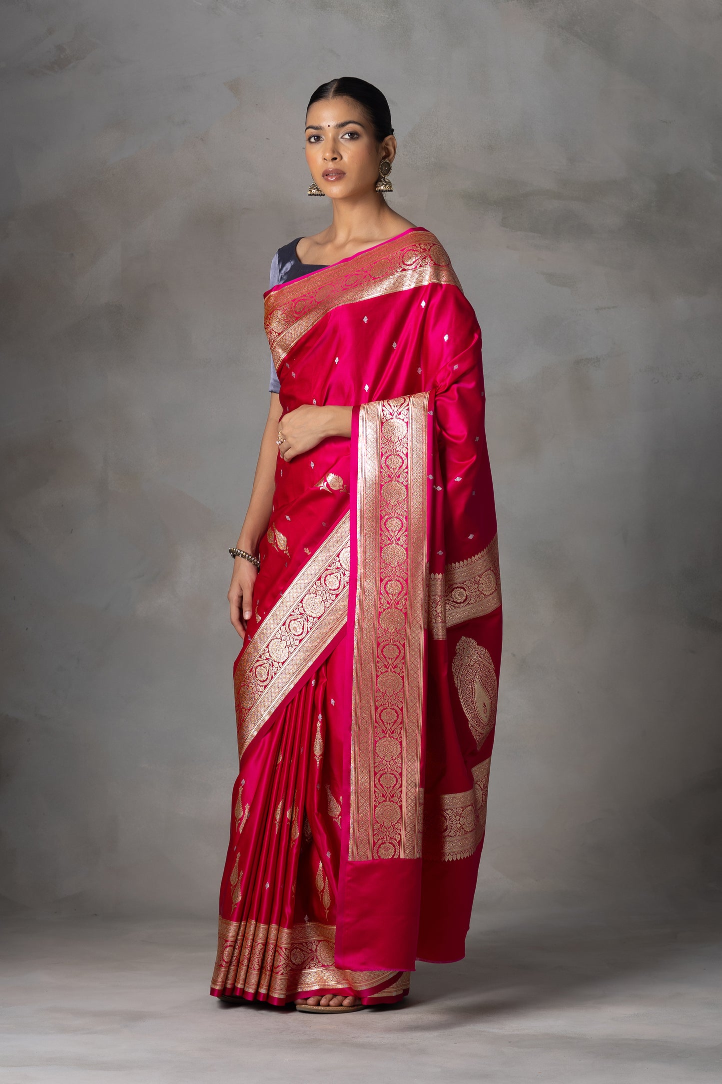 Rani Pink Butidar Banarasi Silk Saree