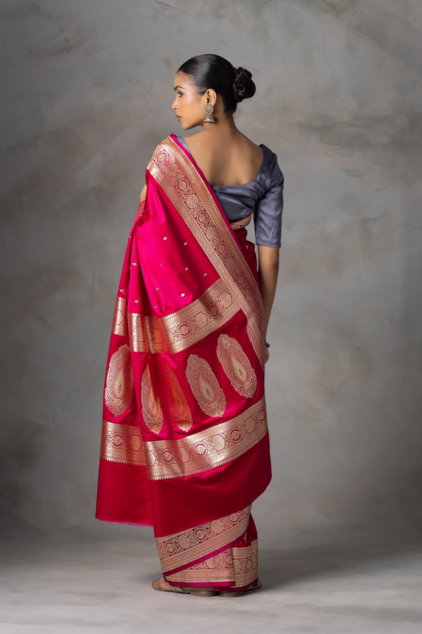 Rani Pink Butidar Banarasi Silk Saree