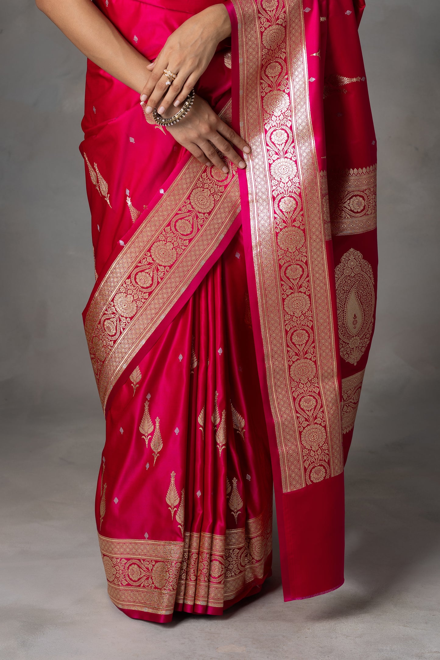 Rani Pink Butidar Banarasi Silk Saree