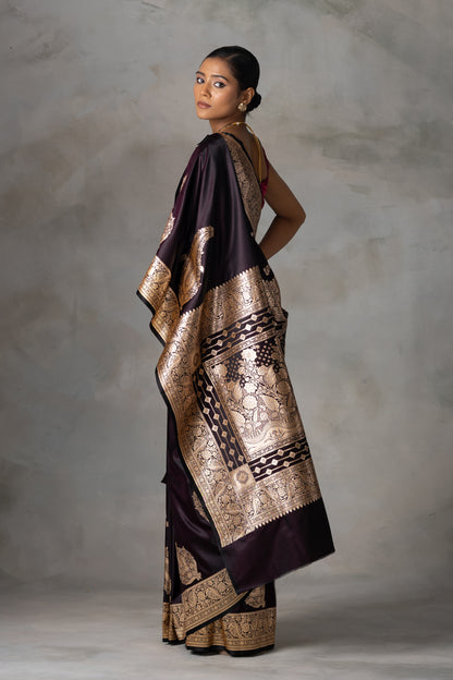 Plum Banarasi Saree with Antique Zari Detailing