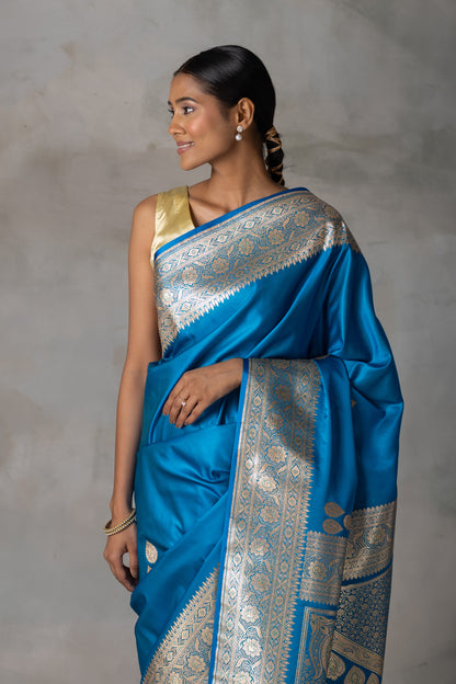 Royal Blue Banarasi Saree with Zari Detailing