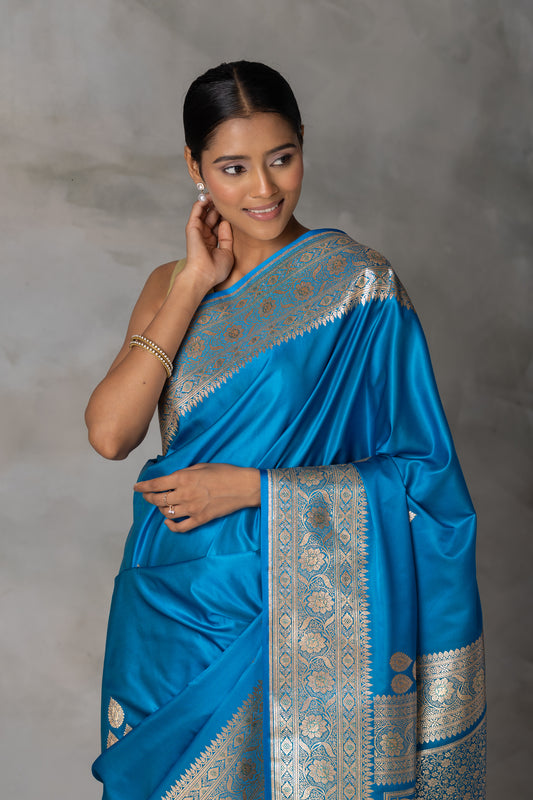 Royal Blue Banarasi Saree with Zari Detailing