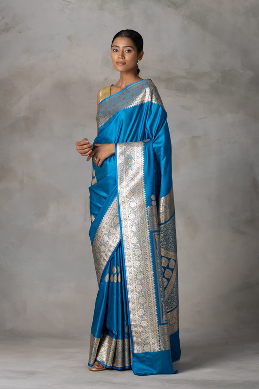 Royal Blue Banarasi Saree with Zari Detailing