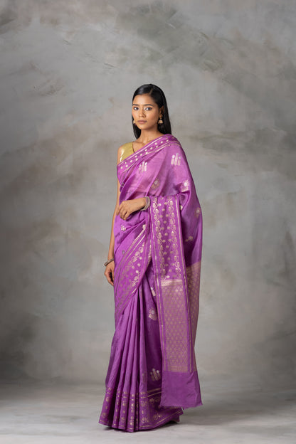 Radiant Violet Handwoven Banarasi Saree