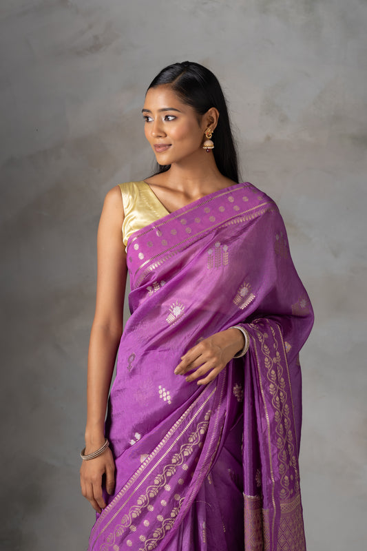 Radiant Violet Handwoven Banarasi Saree