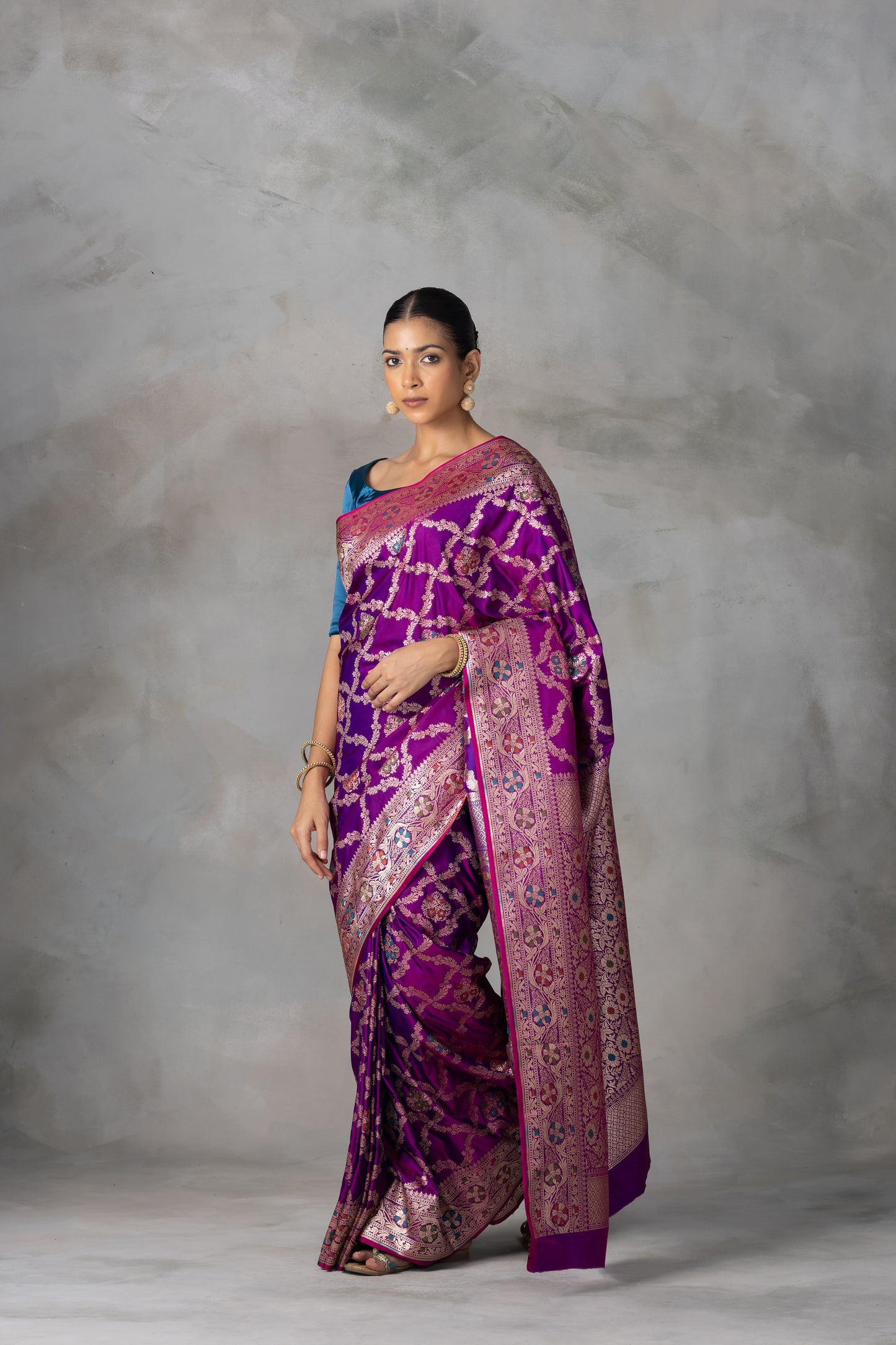 Royal Magenta Banarasi Handloom Saree with Intricate Zari