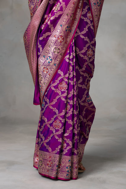 Royal Magenta Banarasi Handloom Saree with Intricate Zari