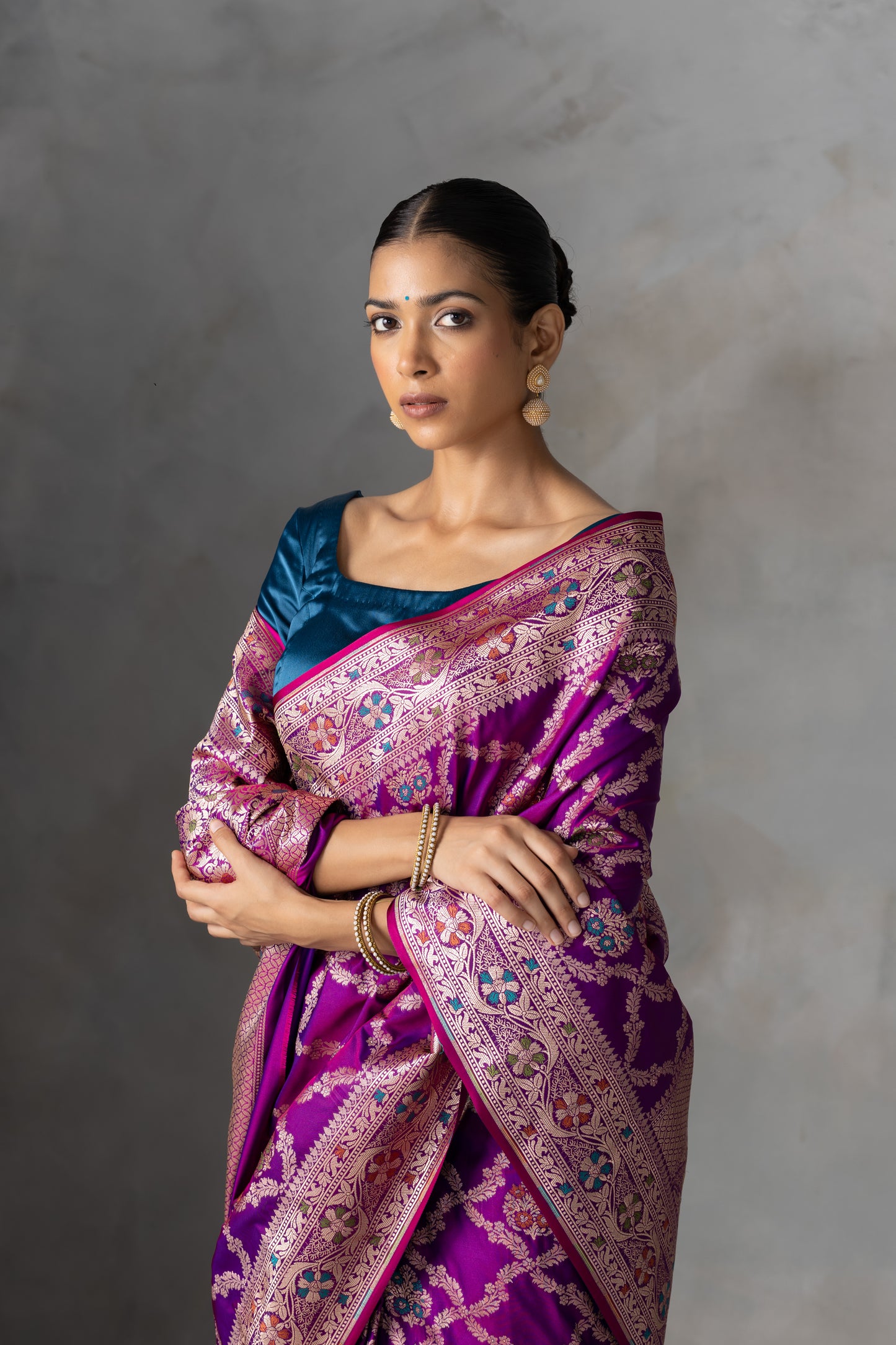 Royal Magenta Banarasi Handloom Saree with Intricate Zari