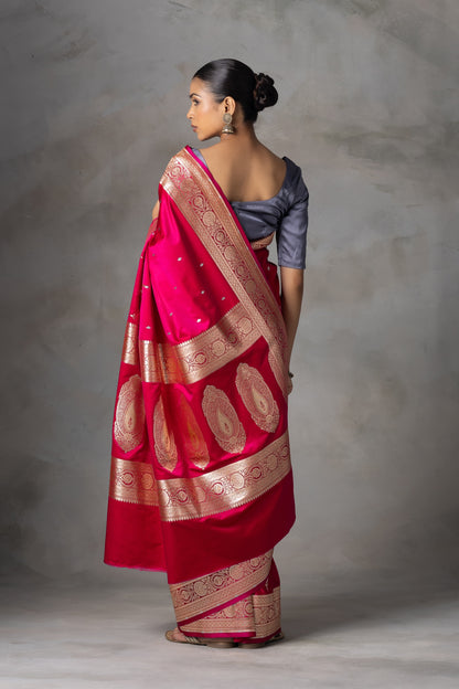 Rani Pink Butidar Banarasi Silk Saree