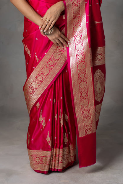 Rani Pink Butidar Banarasi Silk Saree